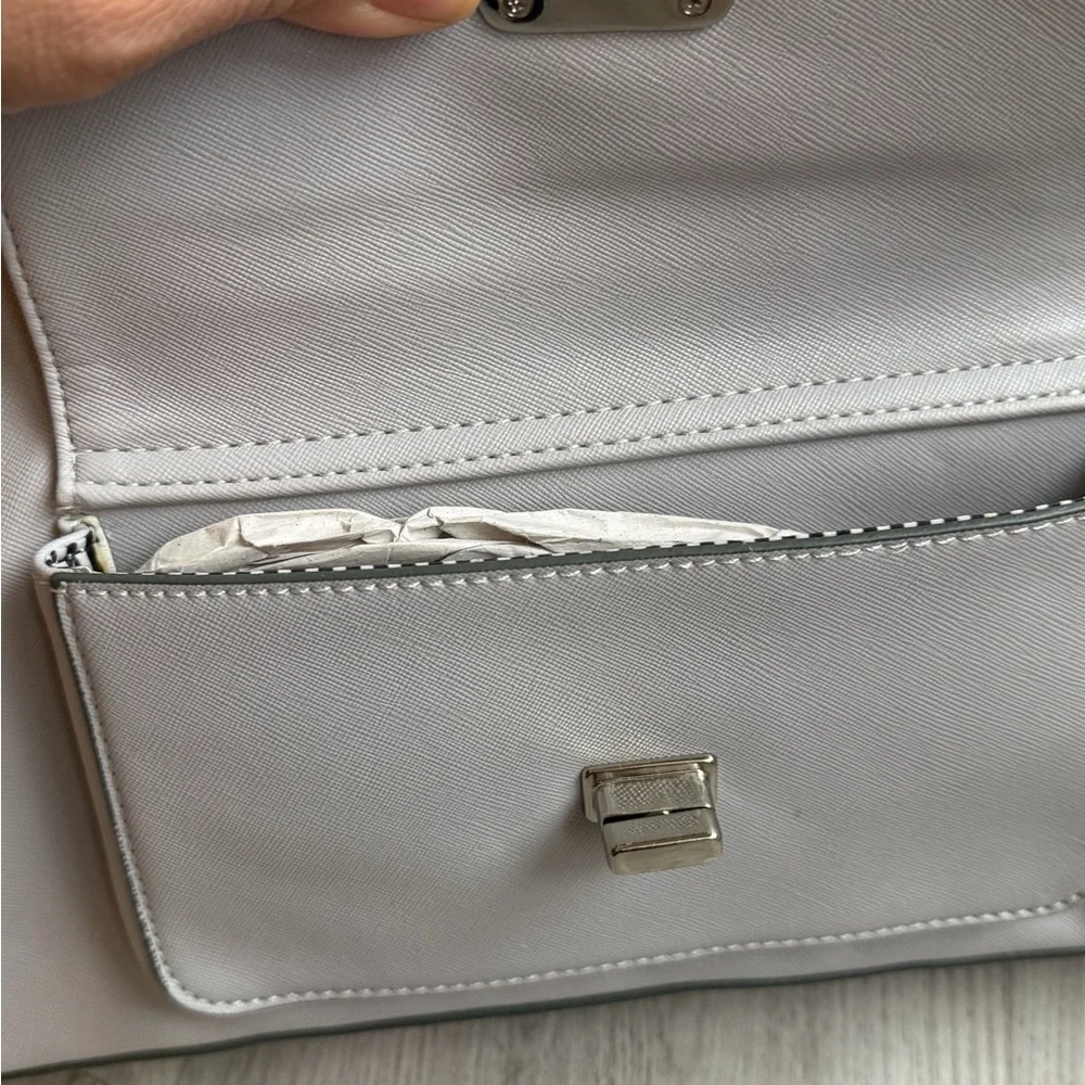 Nine West White Satchel Handbag Top‎ Handle Purse Silver Hardware
